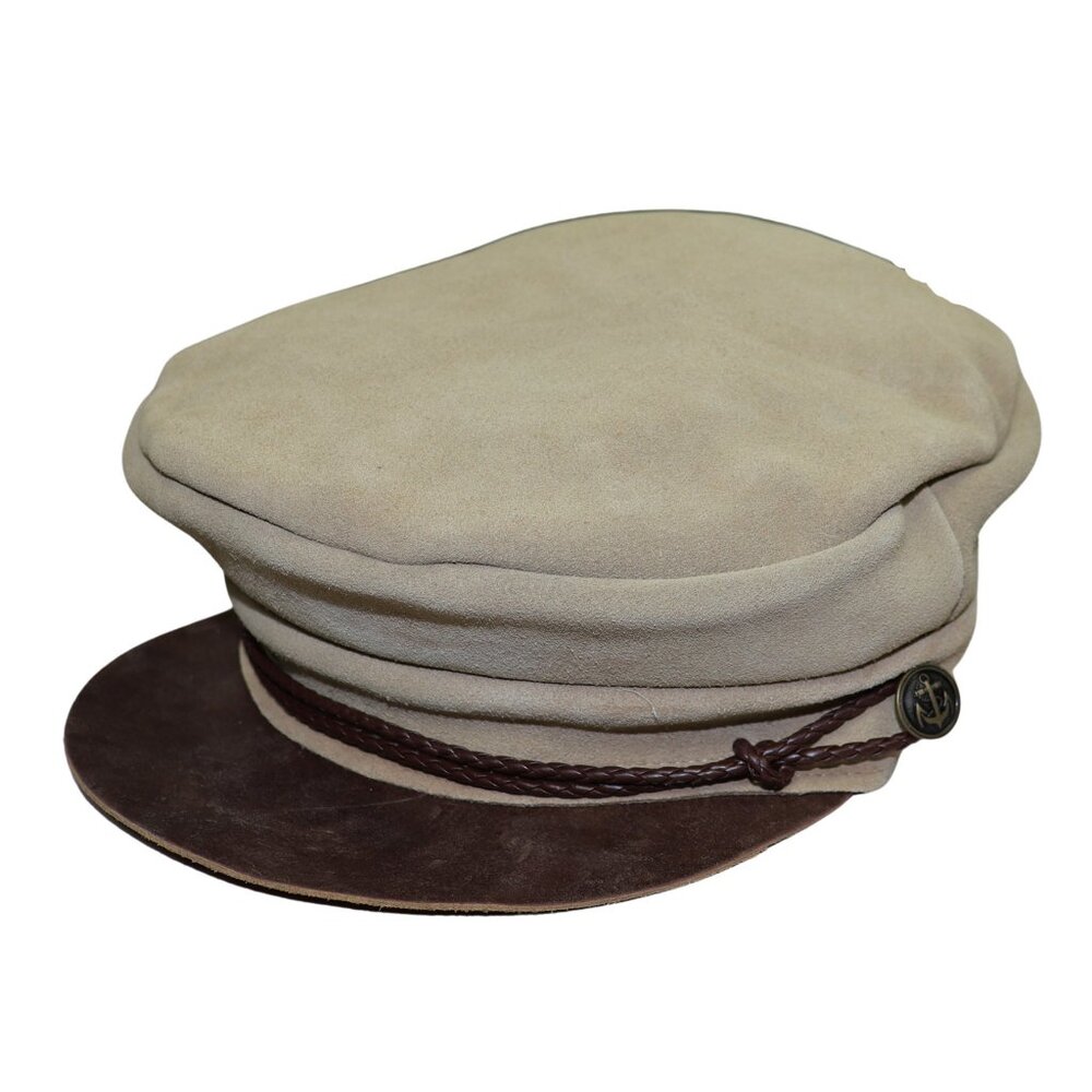 Peter Grimm Lila Geniune Leather Captain Sailor Cap NWT Sand - Pick Size - Picture 2 of 4